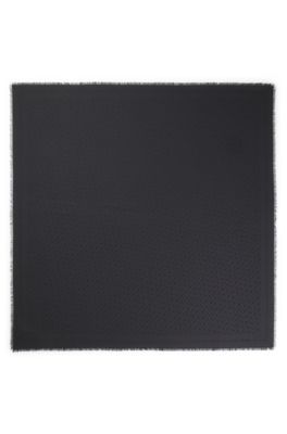 Sciarpa con monogrammi jacquard in modal e lana, Nero