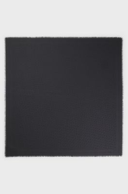 Monogram-jacquard scarf in modal and wool, Black