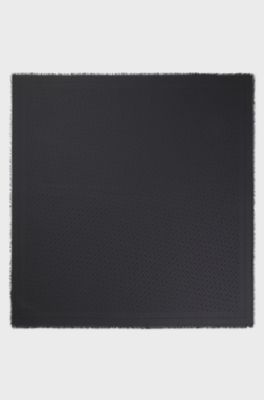 Monogram-jacquard scarf in modal and wool, Black