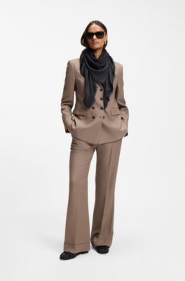 Monogram-jacquard scarf in modal and wool, Black
