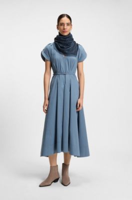 Monogram-jacquard scarf in modal and wool, Dark Blue