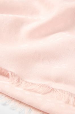 Schal aus Modal-Mix mit Wolle und Monogramm-Jacquard, Hellrosa
