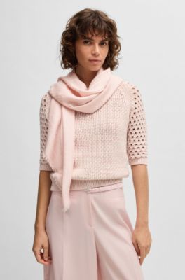 Monogram-jacquard scarf in modal and wool, light pink