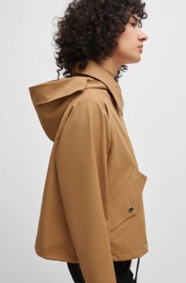 BOSS - Regular-Fit Kapuzenmantel aus wasserabweisendem Twill