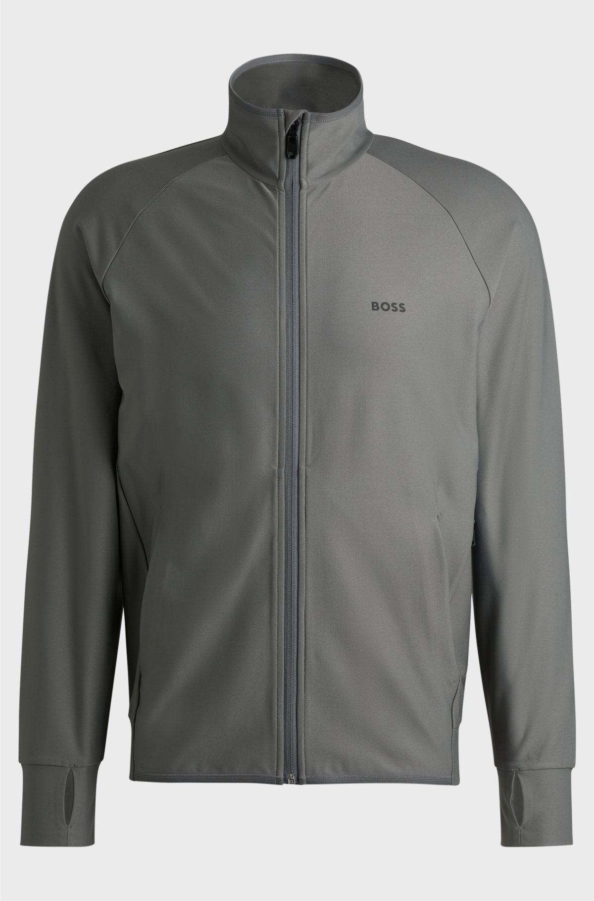 Zip-up sweatshirt with decorative reflective logo, Dark Grey