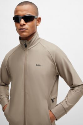 BOSS - ジップアップ スウェットシャツ デコラティブ リフレクターロゴ