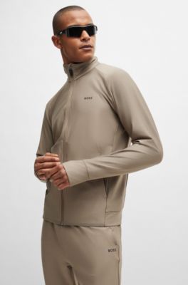 BOSS - ジップアップ スウェットシャツ デコラティブ リフレクターロゴ