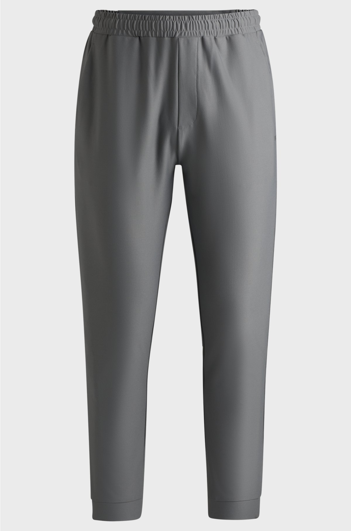 Tracksuit bottoms in stretch fabric with decorative reflective logo, Dark Grey