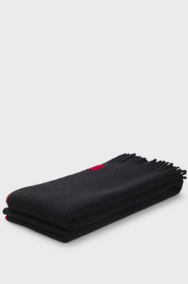 Set con cappello e sciarpa in misto lana con etichetta con logo, Nero