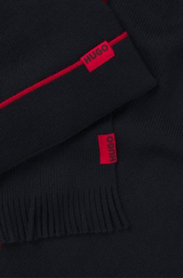Logo-label hat and scarf set with wool 3