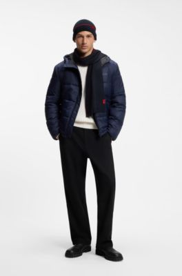 Logo-label hat and scarf set with wool, Dark Blue