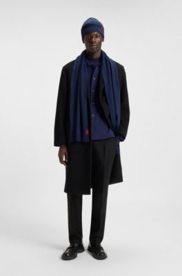 Logo-label hat and scarf set with wool, Dark Blue