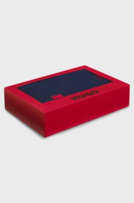 Logo-label hat and scarf set with wool, Dark Blue