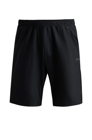Shorts de secado rápido con logo reflectante decorativo, Negro