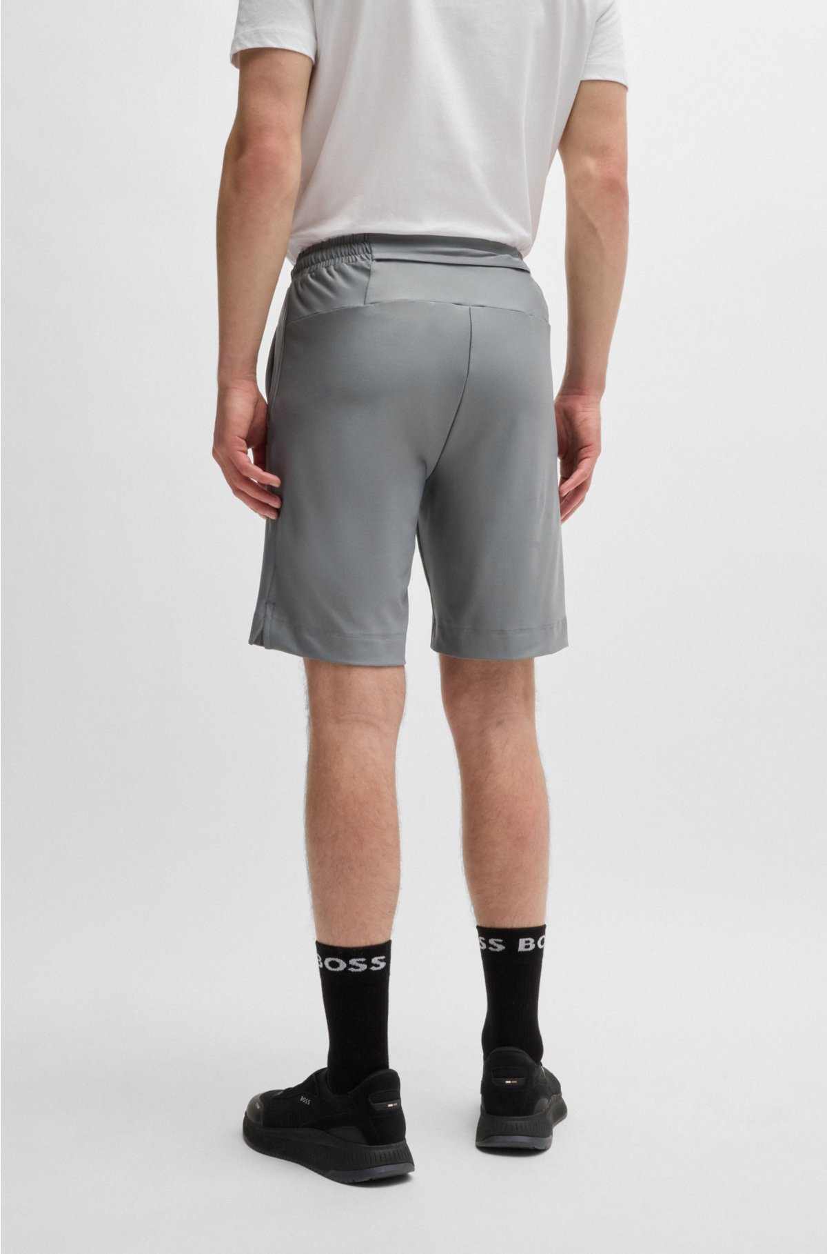 Quick-dry shorts with decorative reflective logo, Grey