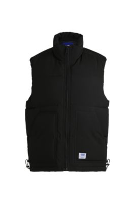 Water-repellent gilet with blue logo label, Black