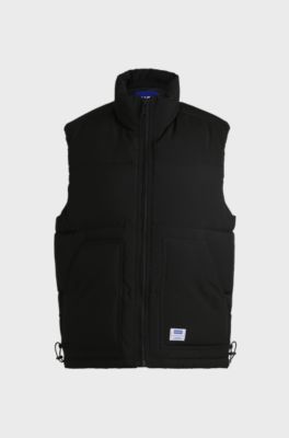Water-repellent gilet with blue logo label, Black