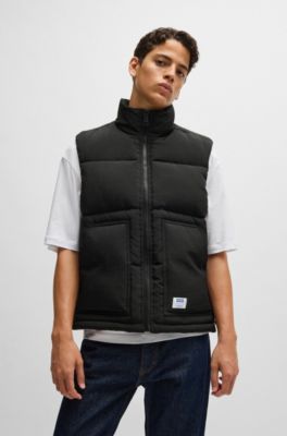 Water-repellent gilet with blue logo label, Black