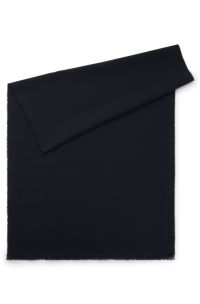 Monogram scarf in cotton and wool, Dark Blue