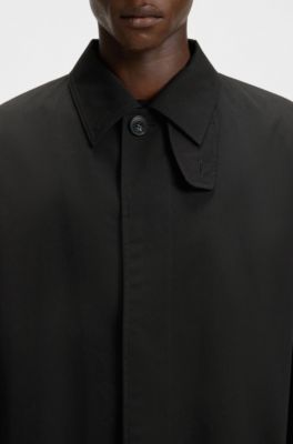 Regular-fit coat in water-repellent gabardine, Black