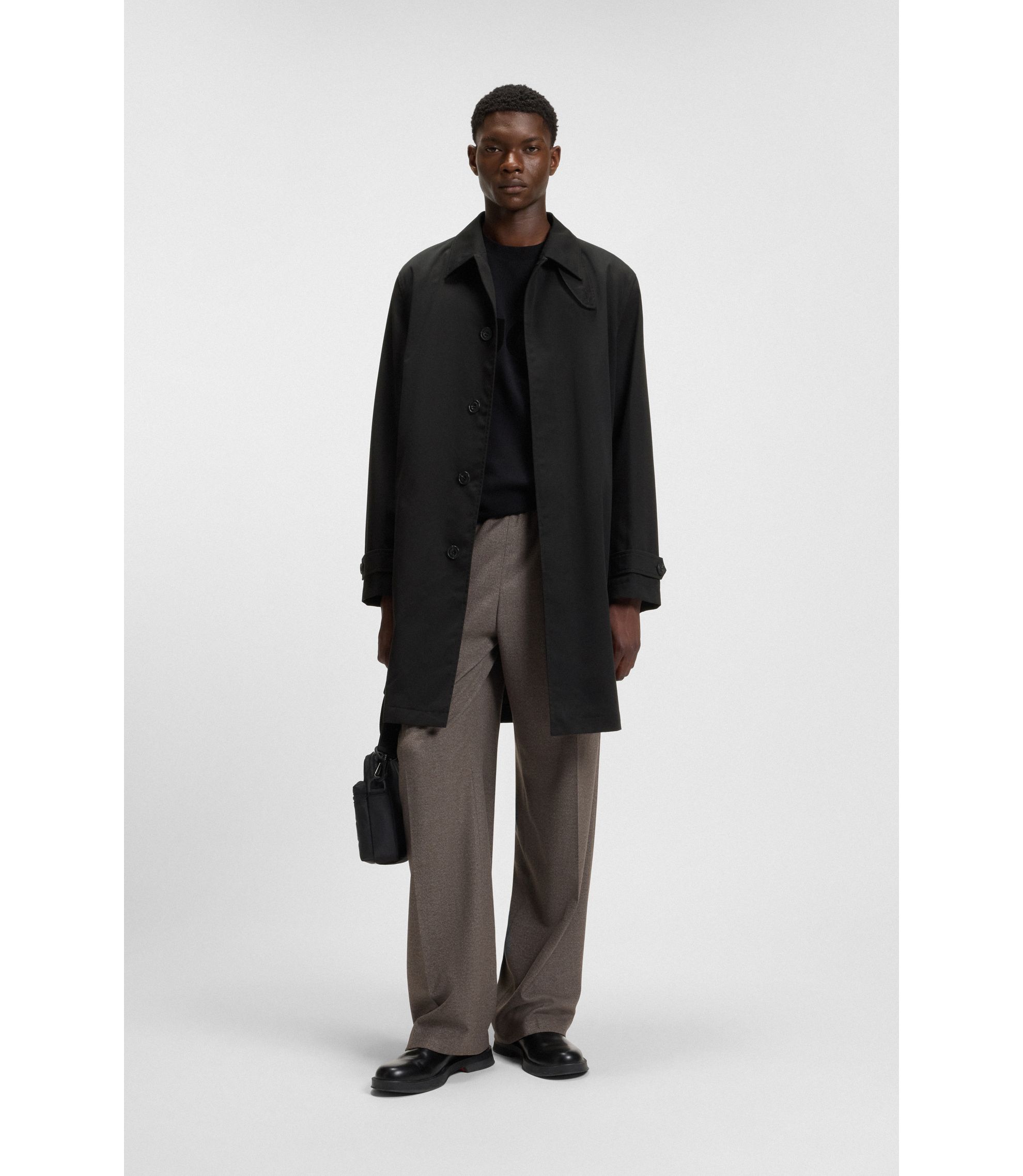 Regular-Fit Mantel aus wasserabweisender Gabardine