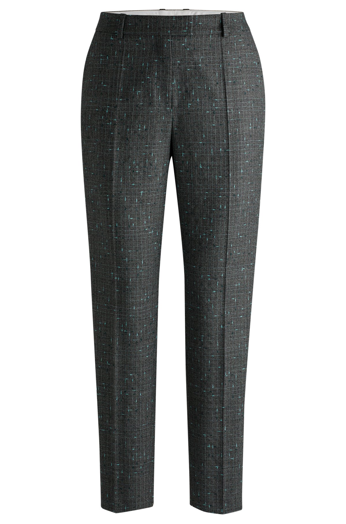 BOSS - Regular-fit trousers in a checked virgin-wool blend
