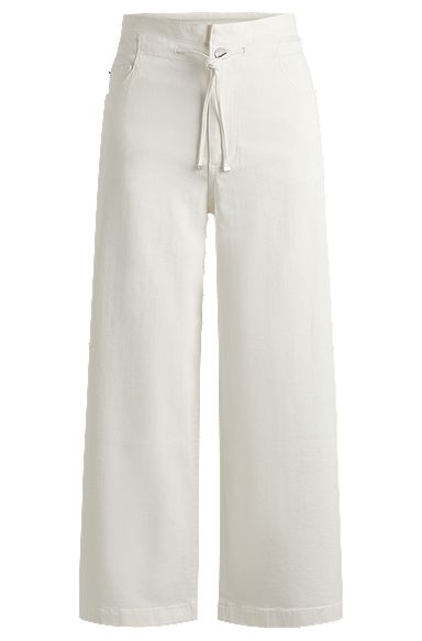 Pantalon Relaxed Fit en coton mélangé, Blanc