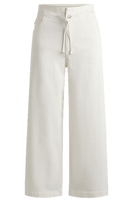 Relaxed-fit trousers in a cotton blend, White
