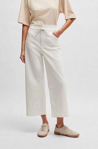 Relaxed-fit trousers in a cotton blend, White