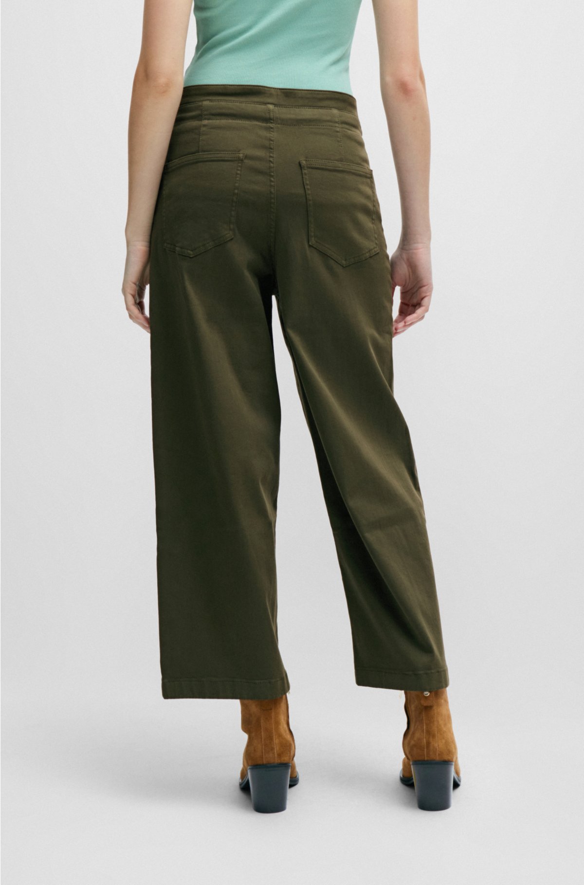 Relaxed-fit trousers in a cotton blend, Dark Green