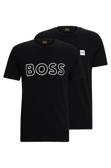 Two-pack of cotton-jersey T-shirts with logo details, Black