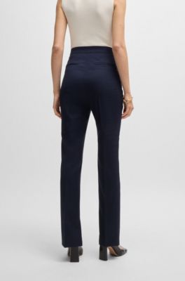 Slim-leg trousers in checked virgin wool, Dark Blue