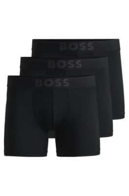 BOSS - Three-pack of stretch-mircofibre boxer briefs with logos - Black