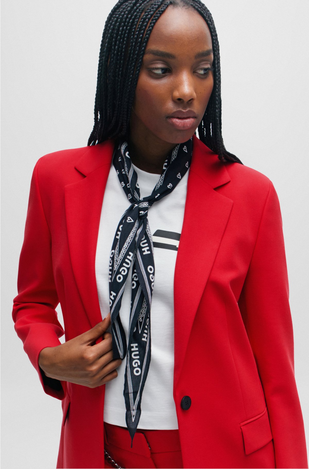 Regular-fit jacket in stretch material with button closure, Red