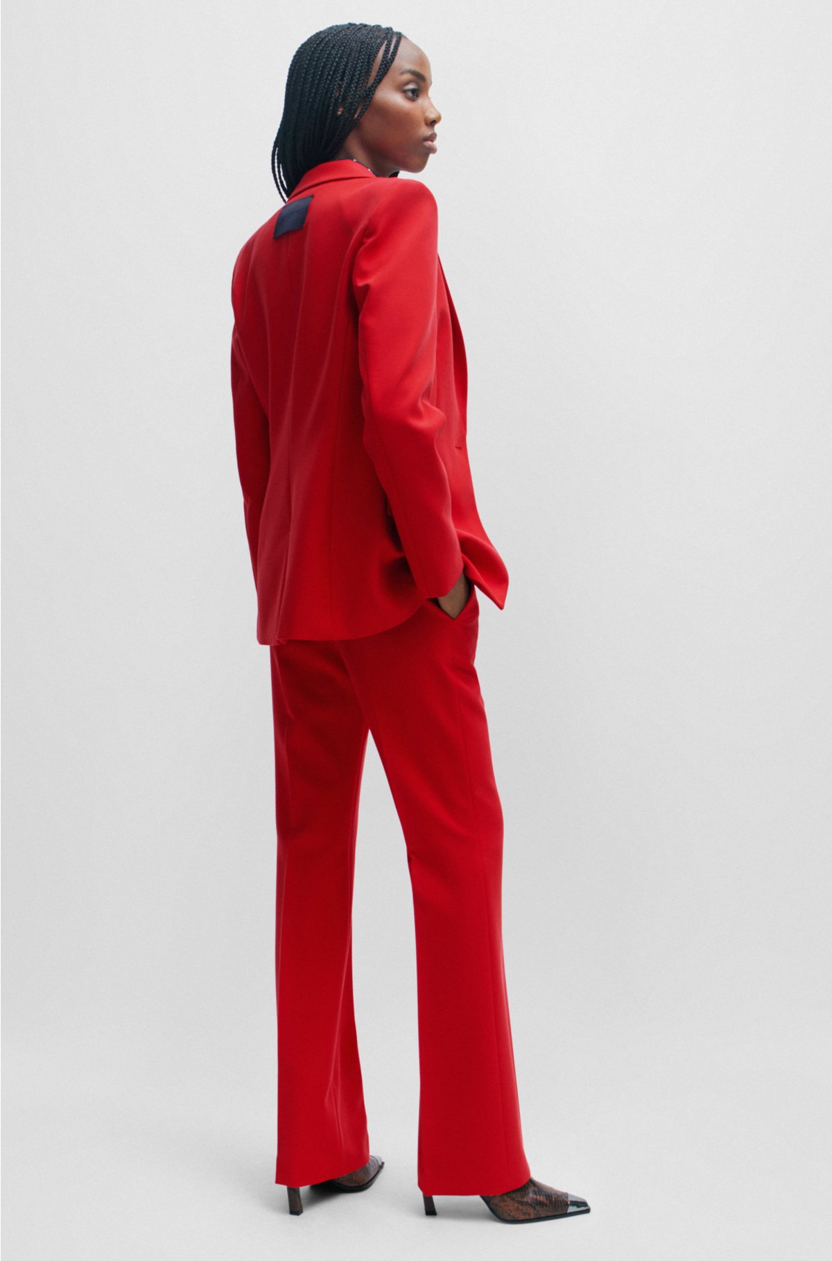 Regular-fit jacket in stretch material with button closure, Red