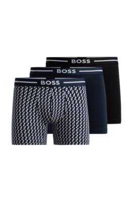 Hugo Boss Three-pack Of Stretch-cotton Boxer Briefs In Blue