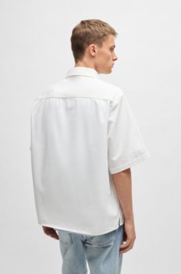 Oversized-fit shirt in cotton twill, White