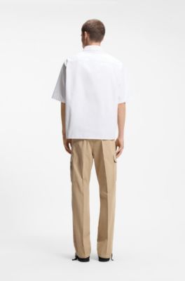 Oversized-fit overhemd in een katoentwill, Wit