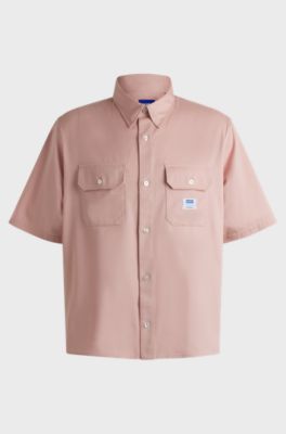 Skjorte med oversize fit i bomuldstwill, Lys pink