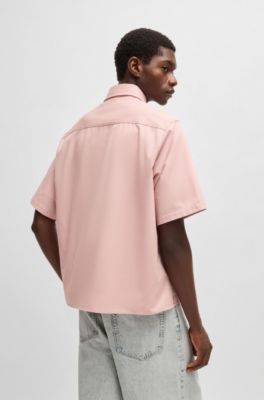 Oversized-fit shirt in cotton twill, light pink