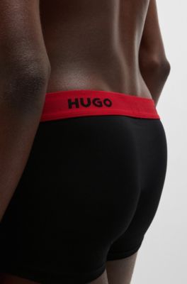 BOSS - Boxer court en coton stretch à logos répétés - Blanc