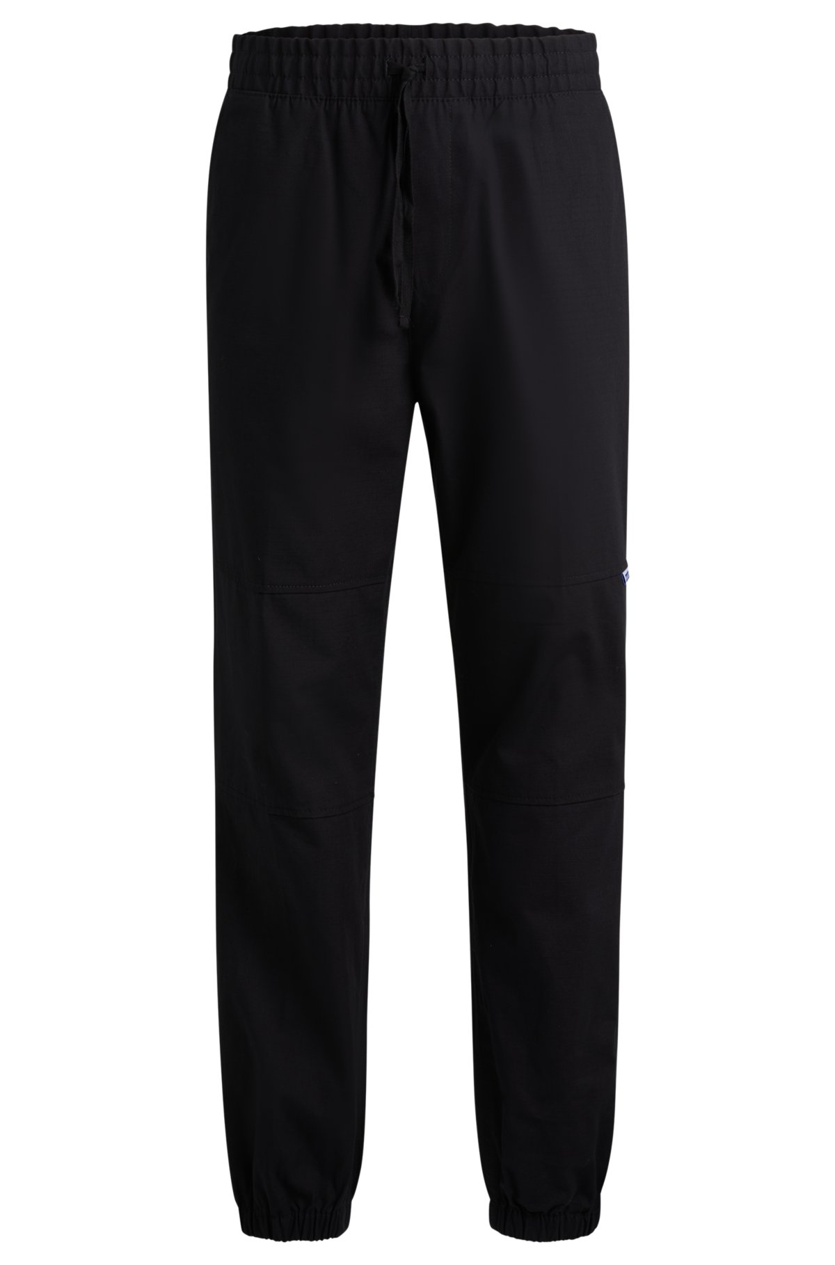 Tapered-fit trousers in structured cotton, Black
