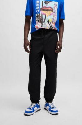 HUGO - テーパードフィットパンツ ストラクチャードコットン 