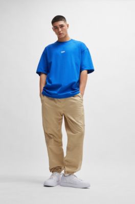 HUGO - テーパードフィットパンツ ストラクチャードコットン 