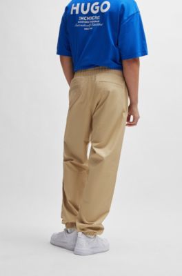 HUGO - テーパードフィットパンツ ストラクチャードコットン 