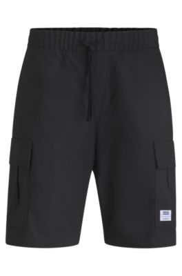 HUGO - Shorts aus strukturierter Baumwolle mit Tunnelzug und Logo 
