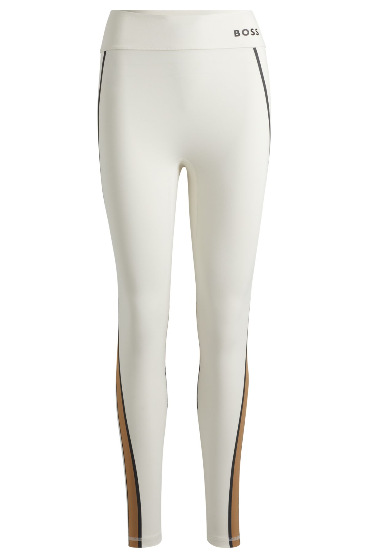 Slim-fit leggings with side stripes and logo detail, White