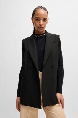 HUGO - Regular-fit sleeveless jacket with double-breasted front  