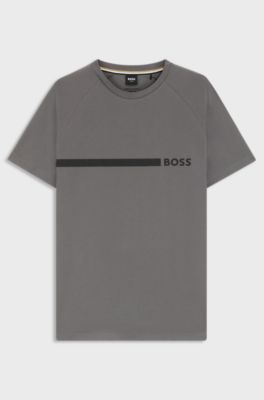 Logo-print slim-fit T-shirt in cotton jersey, Light Grey