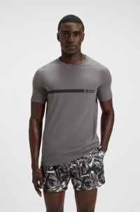 T-shirt Slim en jersey de coton avec logo imprimé, Gris chiné